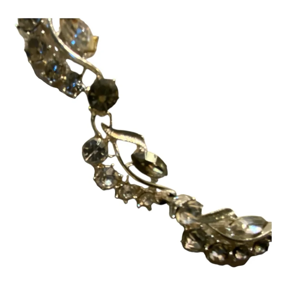 Coro Silver Necklace Clear Gray Stones Vintage - Picture 4 of 10